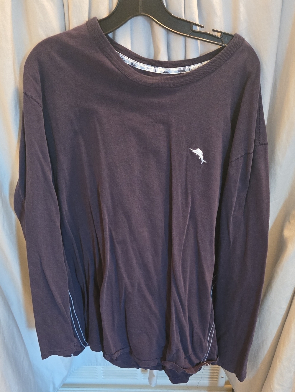 Tommy Bahama/ Disney Long-Sleeve Crew Shirt in Navy with White Marlin